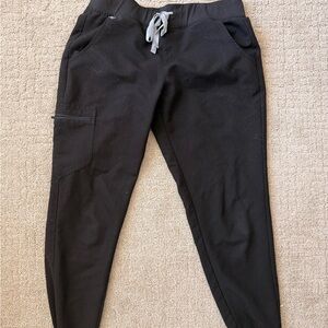 Figs Black joggers with Gray Drawstring
